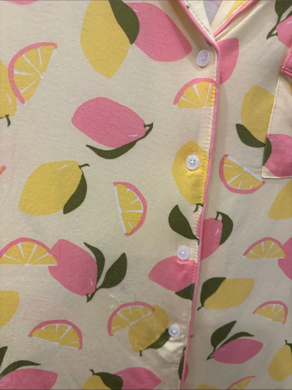 kate spade Yellow Lemon & Pink Leaf Short Pajama Set